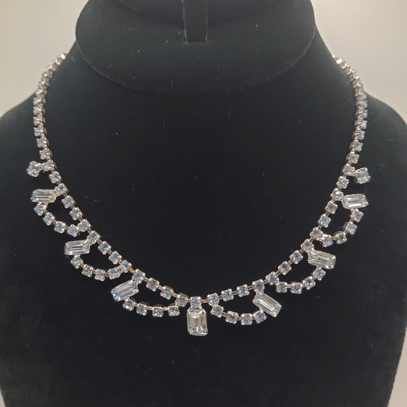 Silver Necklace with Pale Blue Crystal Accents - Picture 2 of 7